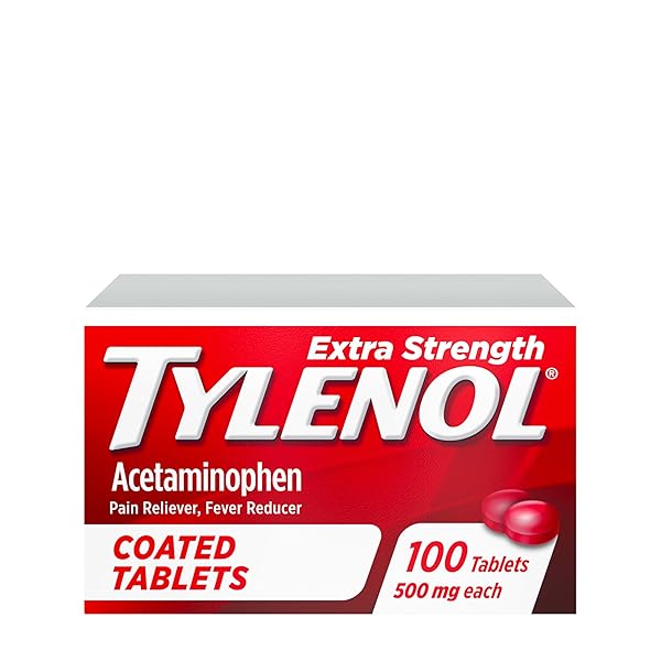 TYLENOL EXTRA STRENGTH PAIN RELIEVER & FEVER REDUCER, ROUND COATED TABLETS, 500 MG ACETAMINOPHEN PAIN RELIEF PILLS FOR HEADACHE, TOOTHACHE & MINOR ARTHRITIS PAIN, 100 CT