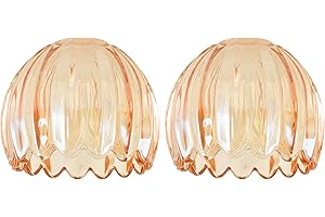 AHDWDW Small Glass Amber Tulip Lamp Shades Set of 2 Flower Art Blown Lampshades,1.58lb,1.65" Top x 5.5" Diameter x 3.9" Height,Replacement Lamp Mini Shade for Floor Lamp Table Wall Lamp Chandelier Decor
