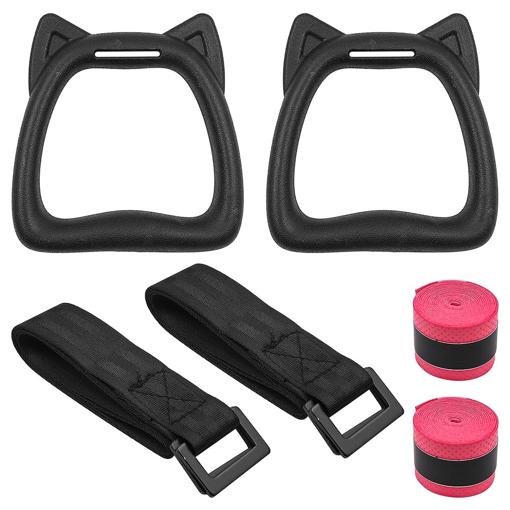 Tiardey 1Pair Gymnastic Rings with Adjustable Straps, Exercise Strength Training Equipment, Pull Up Rings Fitness Children Trapeze Bar with Non-Slip Straps Safe Load-Bearing 200KG