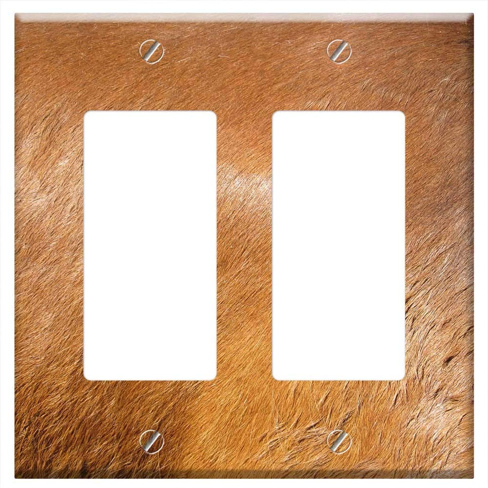 Switch Plate Double Rocker/GFCI - Horse Hide Flesh Coat Hair Equine Brown Tan