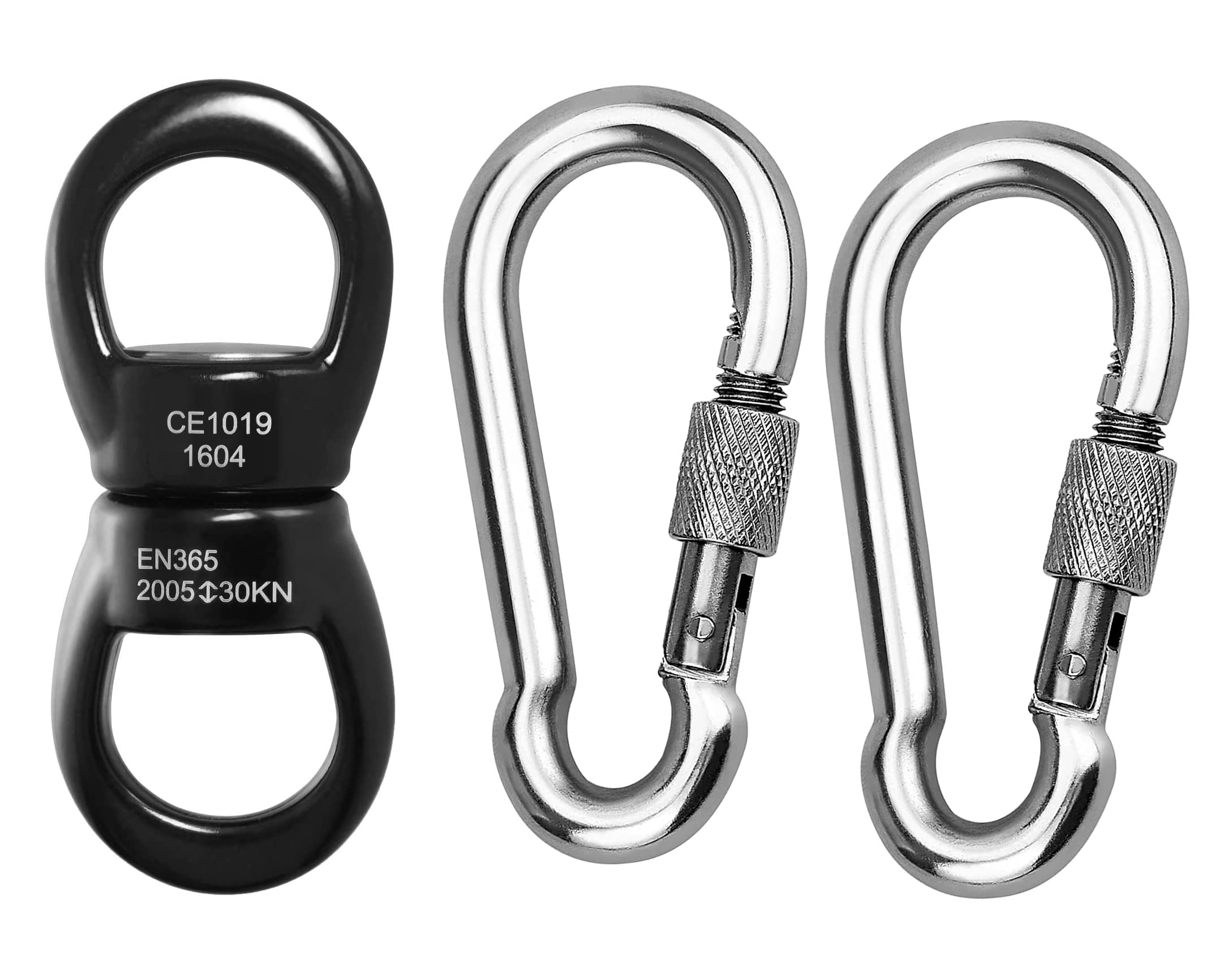 Malayas Swing Swivel, 30kN Micro Rotator Climbing Swivel Device Spinner for Yoga Hanging Hammock Rock Climbing Arborist Backyard Swing Aerial Dance Dog Leash Connector With 2 Carabiner — image 1