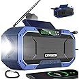 Hand Crank Radio with Bluetooth Speaker – Multifunctional Emergency Radio with Solar Panel,Flashlight,AM,FM – NOAA Weather Radio with 5000mAh Battery – IPX5 Waterproof Crank Radio for Camping, Outdoor