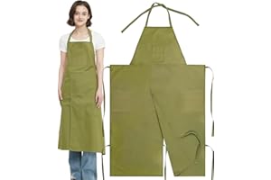 Split Leg Pottery Apron Adjustable, Full Coverage Potters Ceramics Apron, Cotton Canvas with Pockets Artists Apron for Women 