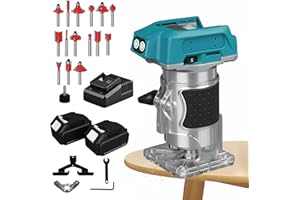 Noliven Cordless Compact Router, 21V Brushless Router Trimmer with Two 4.0Ah Batteries, 33000 RPM Max, with 15 Pcs 1/4" Route