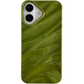 Caseative for iPhone 16 Case, Green | Water Ripple Pattern Curly Wave Shape Soft