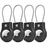 Air tag Holder,(4 Pack) Air tag Keychain with Secure Lock,Air Tags Case with Wire Cable for Apple Airtag,Anti-Lost Protective Case with Keyring for Luggage, Key, Pet, Bag, Black
