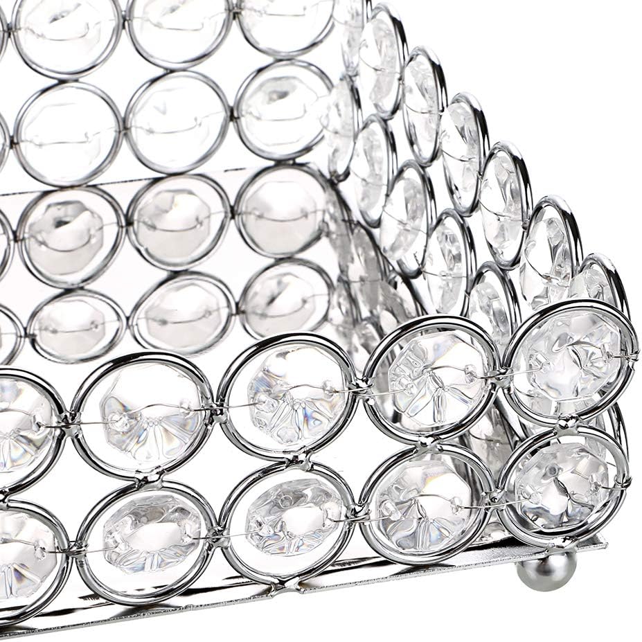 Hipiwe Crystal Cosmetic Makeup Tray - Mirrored Vanity Jewelry Decorative Tray Organizer for Storage Perfume, Toiletries,Trinket, Home Decor Tray for Dresser/Vanity Table, Bathroom: Home & Kitchen