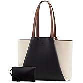LOVEVOOK Laptop Tote for Women - 15.6 Inch Faux Leather Laptop Bag with Clutch, Large Capacity Office Purse Computer