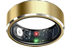 CELESTAURA Smart Ring Health Tracker, Sleep Tracker Ring with Heart Rate, Waterproof Fitness Ring for Activity Monitoring/Steps/Distance/Calories,Air Gestures,Up to 7-Day Battery,for iOS Android (Light Gold,#10)