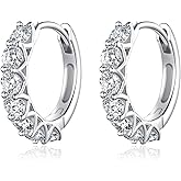 JSGEMSLEE Hypoallergenic Cubic Zirconia Hoop Earrings for Women 925 Sterling Silver Huggie Hoops Earrings CZ Earrings Jewelry Gifts