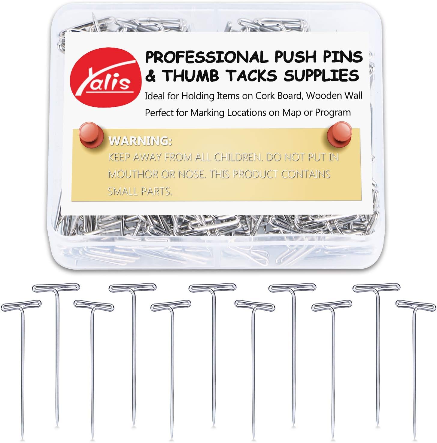 Yalis Steel T-pins 200 pcs 1-1/2 Inch for Knitting, Modelling and Crafts
