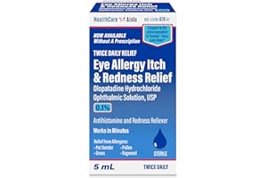 HealthCareAisle Eye Allergy Itch & Redness Relief - Olopatadine Hydrochloride Ophthalmic Solution USP, 0.1% – 5mL – Eye Allergy & Redness Relief Drops