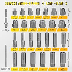 Topec Deep Bolt Extractor Set 28PCS, 3/8" Drive