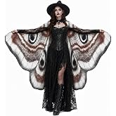 Coynurex Moth Wings Cape, 76 x 54 Inch Double Sided Printed Shawl | Thick Opaque Polyester Wing Cloak for Halloween, Festivals, Cosplay, Masquerade, Photo Shoots and Dress Up Events