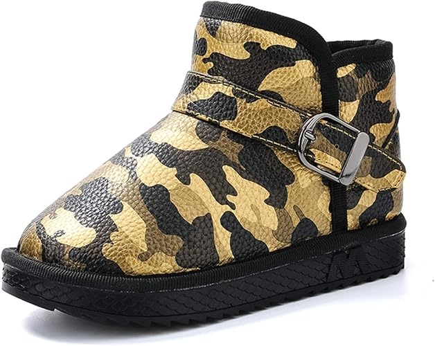 Amazon ムリョシューズ スノーブーツ キッズブーツ 子供 男の子 女の子 雪用 防水 防寒 保暖 裏ボア 暖かい 裏起毛 雪遊び 通学 外出 ベルト付き 迷彩柄 プレゼント クリスマス 撥水加工 雪靴 綿靴 スノーシューズ ウィンターシューズ 冬 ムリョシューズ ブーツ