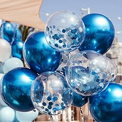 AULE Party Balloons Pack of 42 - Metallic Blue