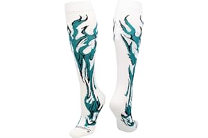 MADSPORTSSTUFF Flame Over-the-Calf Socks for Kids & Youth Sports – Fiery Design, Moisture-Wicking, Compression Support – Youth to Adult