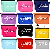 Buryeah 24 Pcs Cosmetic Bags for Women Employee Gift Thank You for Being Awesome Makeup Bags Bulk Employee Appreciation Pouches for Women Coworker Teacher(Colorful)