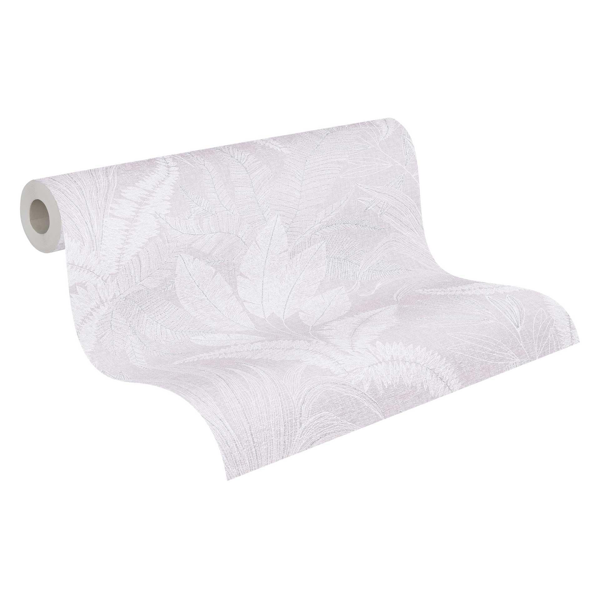 Livingwalls Wallpaper 396544 with Palm Leaves in Pink, Purple, White - High-Quality Floral Wallpaper with Fine Structure and Metallic Effect in Silver - 10.05 m x 0.53 m - Made in Germany