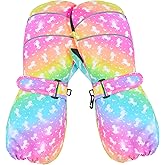 AuSletie Kids Gloves Winter Toddler Mittens Girls Snow Ski Glove Waterproof Warm Sherpa with Long Cuff Snowboard Gloves