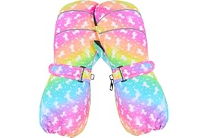 AuSletie Kids Gloves Winter Toddler Mittens Girls Snow Ski Glove Waterproof Warm Sherpa with Long Cuff Snowboard Gloves