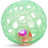 B. toys Grab n' Glow Baby Rattle Ball, Light-Up Sensory Toy Ball, Balls | Textured ball with easy-grab holes, glowing lights, rattling sounds, and a soft squishy feel for sensory play, 0+ Months