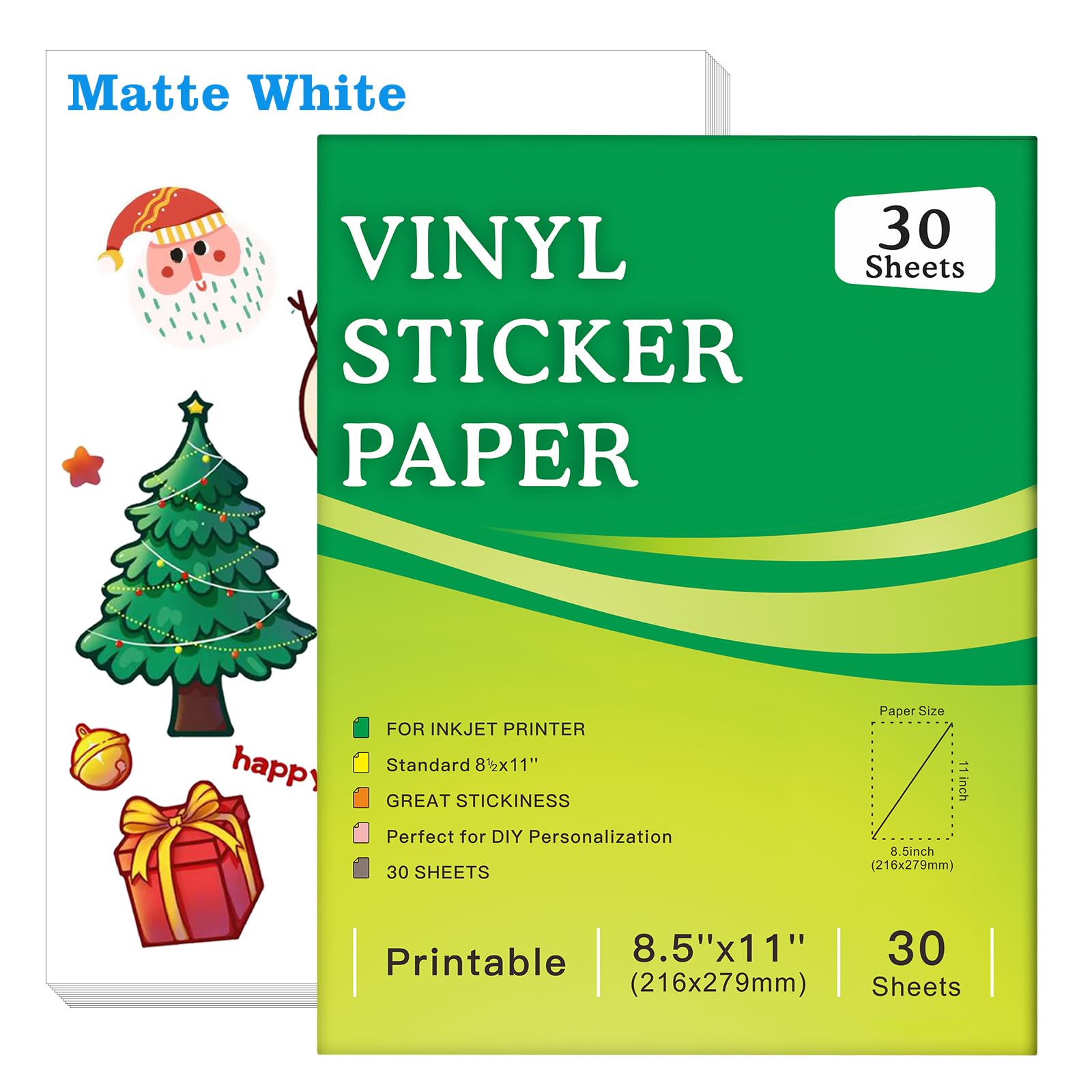 Photo 1 of  (6) 30 Sheets Premium Printable Vinyl Sticker Paper for Inkjet Printers, Matte White 8.5x11" Inkjet Vinyl Sticker Paper Waterproof, Dries Quickly, Vivid Colors, Tear Resistant, Great for Cutting Machines