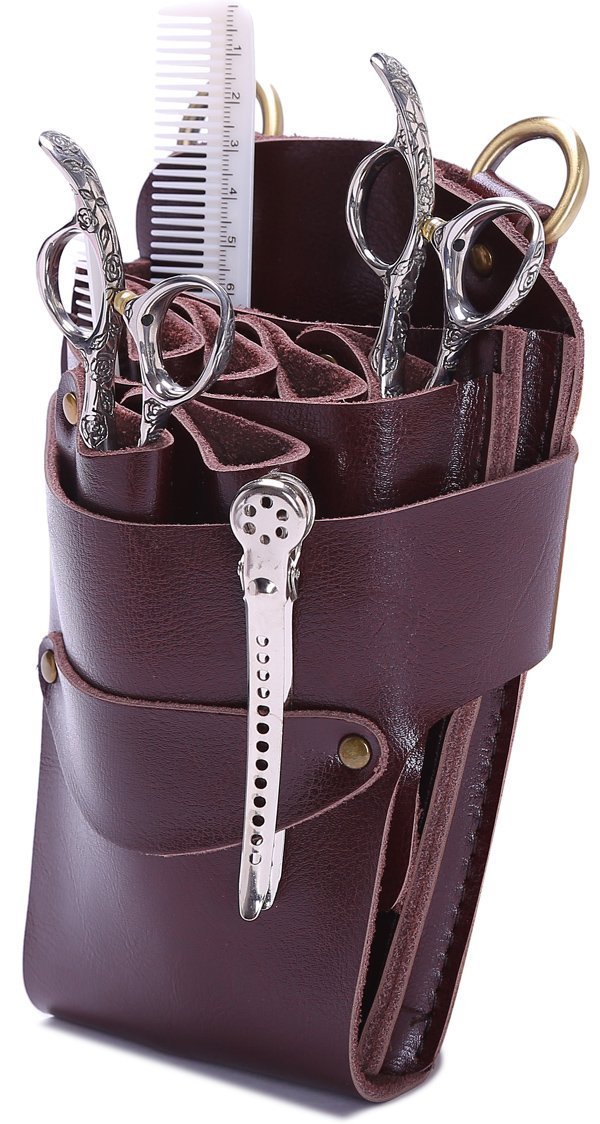 Hairdresser Scissor Pouch Holster with Belt, Salon Barber Scissors