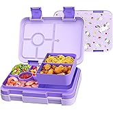 MSSWFSG Bento Lunch Box for Kids, 6 Compartments BPA Free, Dishwasher Safe Back to School Snack Bento Lunch Containers Boxes, Ideal Portion Sizes for On-the-Go Meal, Ages 3+, School, Purple Patterned