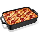 Lvmol Cast Iron Detroit Style Pizza Pan, 9x13 Inch Deep Dish Pizza Pan | Crispy Caramelized Crusts, Pre-Seasoned Surface, Non-Toxic &amp; Heavy-Duty, Superior Heat Retention, Homemade Pizza Nights