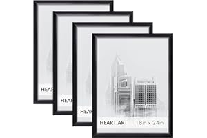 HEART ART 18x24 Frame 4 Pack,18 x 24 Poster Frame without Mat for Wall Picture Vertically or Horizontally Display,Black