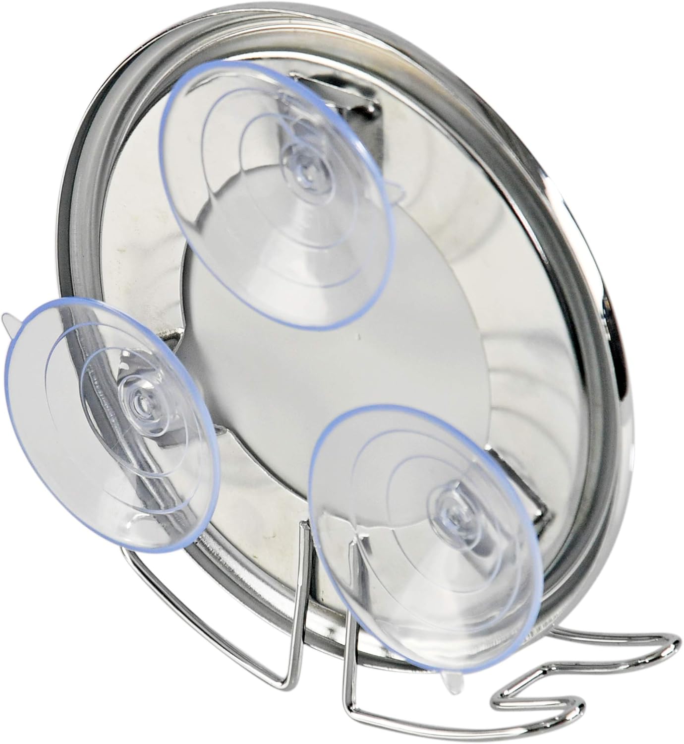 HOME-X Small Fogless Suction-Cup Mirror, Shower Mirror, Shaving Mirror with Razor Holder for Shower, 6 ½ " L x 6" W x 2 ½ " H, Chrome -