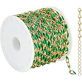 UMAOKANG 2 Meters Gold Plated Stainless Steel Jewelry Chains for Necklace Making - Green Enamel Cable DIY Chain Roll