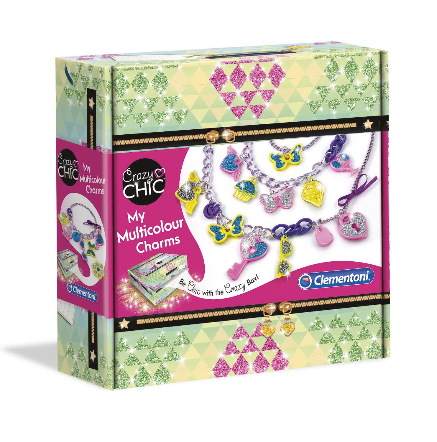 Clementoni 18583, Crazy Chic My Multicolour Charms Jewellery Kit for Children, Ages 7 years Plus, multi-coloured