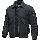 TACVASEN Men's Bomber Jacket Thick Quilted Jackets Zip Up Water Repellent Windproof Winter Warm Coat with 6 Pockets