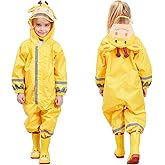 SSAWcasa Toddler Rain Suit, Kids Muddy Play Buddies One Piece Hoodie Rain Jacket Coat Poncho Gear Coverall Baby Girl Boy