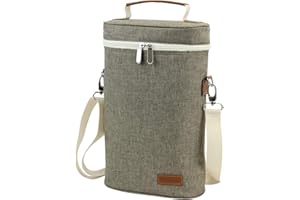 ZORMY 2 Bottle Insulated Wine Carrier Bag for Travel, Wine Carrier Tote Cooler Bag with Shoulder Strap & Corkscrew Opener, Perfect Wine Lover's Gift, Great for Picnics and Outdoor Entertaining