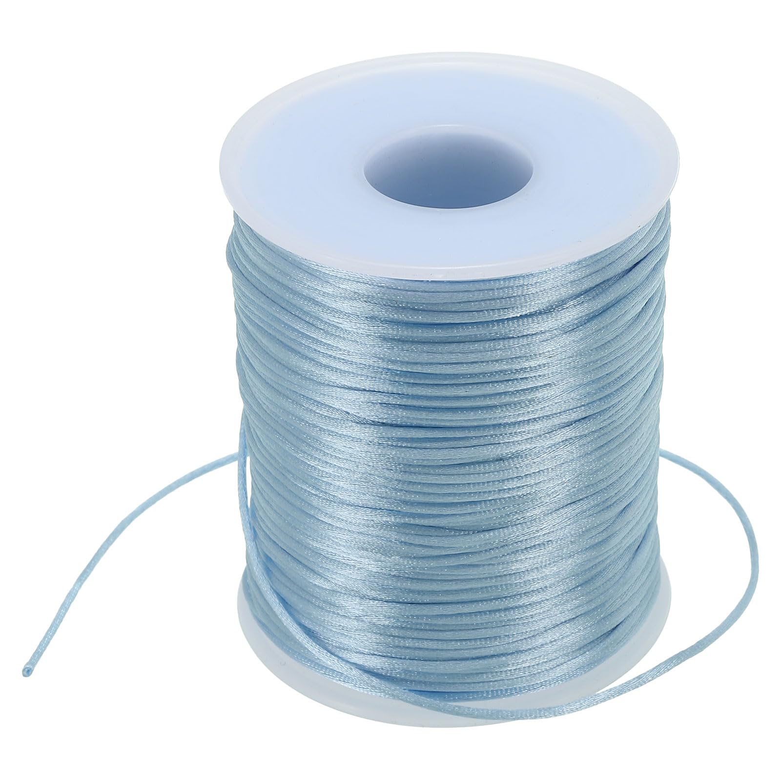 PATIKIL 1.5mm x 109 Yard Nylon Satin Cord, Nylon Beading String Knotting Cord Chain Braided Rope for Bracelets Jewelry Trim Chinese Knot, Sky Blue
