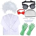 Yewong Kids Mad Scientist Costume Wig Lab Coat Goggles for Halloween School Projects