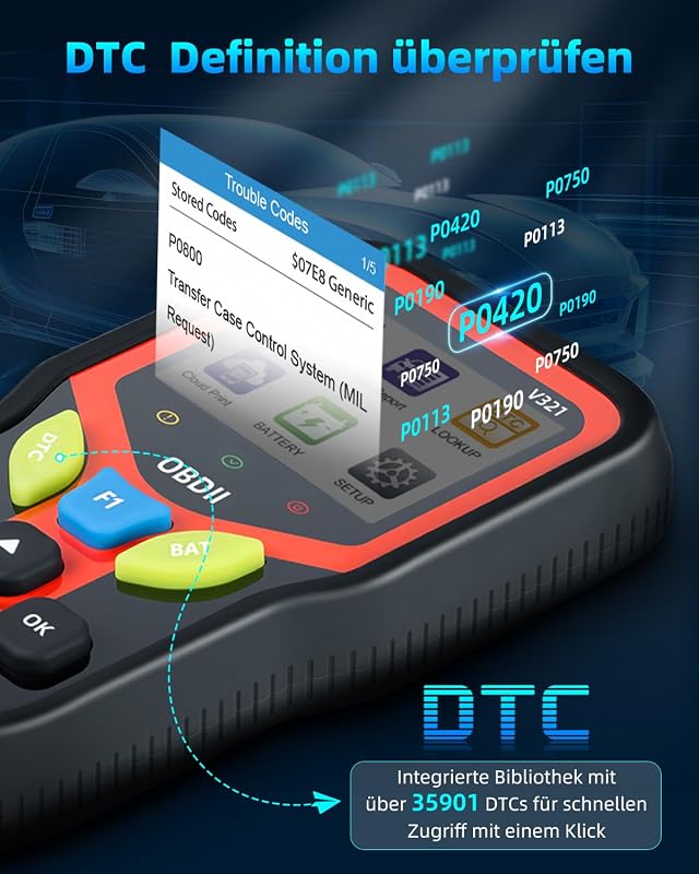 OBD2 Diagnosegerät, Diagnosegerät Auto, Auslesegerät Auto für Alle Fahrzeuge seit 1996 & Newer (Schwarz)