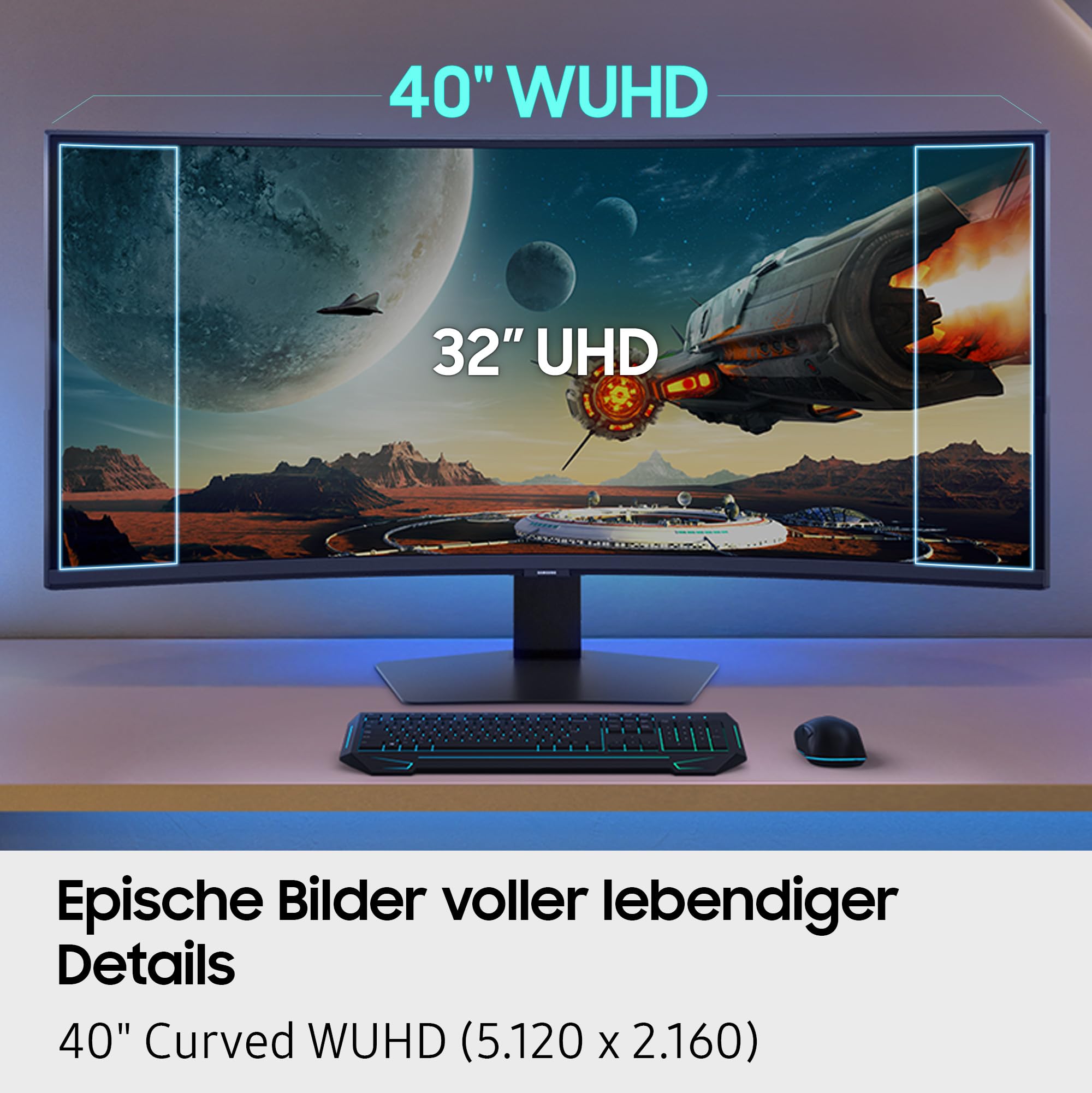 Samsung 40 Zoll Odyssey G75F 5K WUHD Curved Gaming Monitor, 5120 x 2160, 180 Hz, 1 ms (G/G), 1000R, VESA DisplayHDR 600 HDR10+, AMD FreeSync Premium Pro, Auto Source Switch+, Core Sync, LS40FG756EUXEN 6