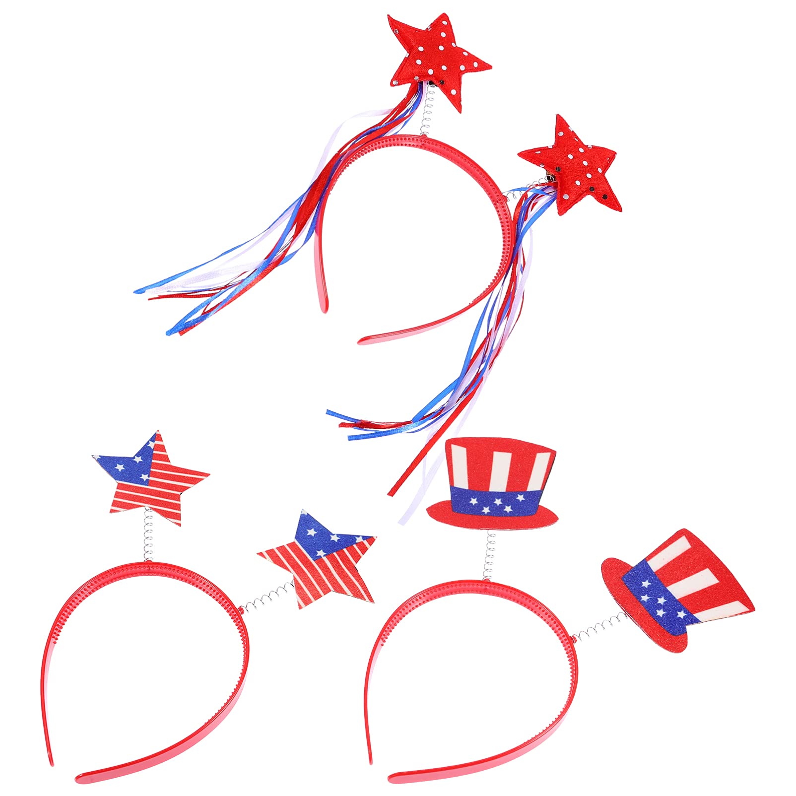 Amosfun 3Pcs American Flag Headband Independence Day Hairbands Patriotic Hair Hoops Patriotic Red White Blue Head Bopper 4th of July Hair Accessories