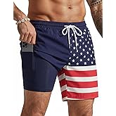 COOFANDY Mens Swim Trunks with Compression Liner Quick Dry 7 Inch Bathing Suit Beach Short with Zipper Pockets
