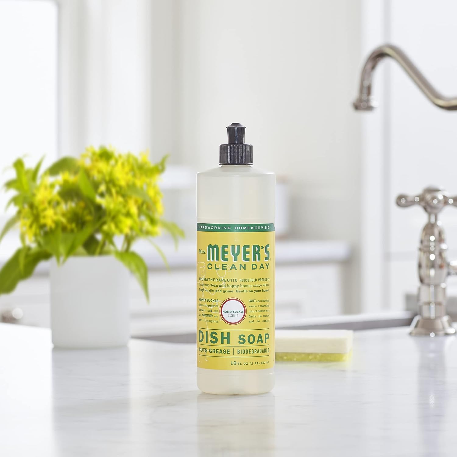 Mrs. Meyer's Clean Day Dishwashing Liquid Dish Soap, Cruelty Free Formula, Honeysuckle Scent, 16 oz - Pack of 3: Health & Personal Care