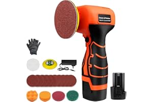 VKNDOYNT Cordless Sander, 3" Palm Sander with 16.8V 3.0Ah Li-ion Battery, 3500RPM Mini Polisher, 19 Accessories Sanders Tool for Sanding/Polishing/Waxing/Cleaning