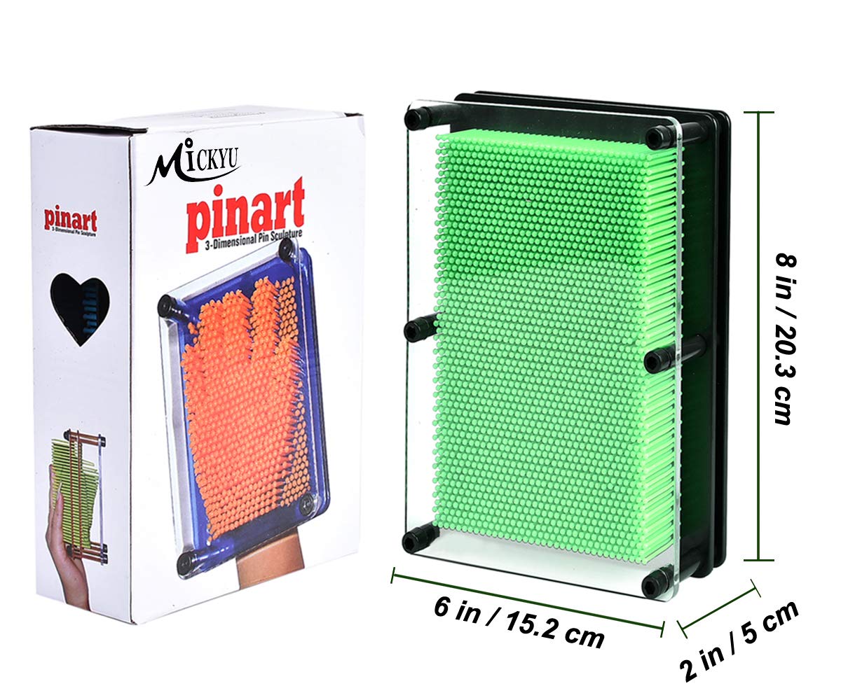 MICKYU Classic Pin Art Board Game 3D Large Size Desk Toy Sculpture for Children Adults 6 x 8 inches,Green