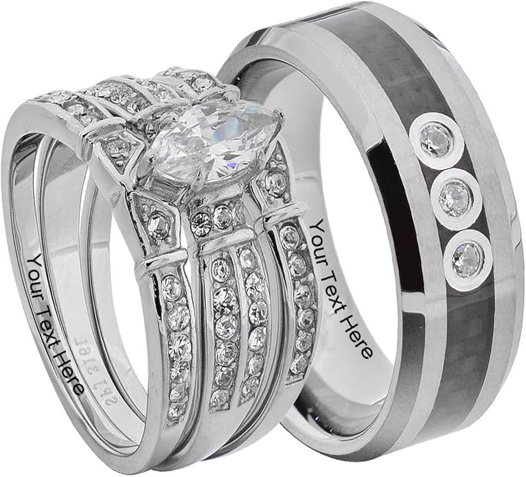 His and Hers Wedding Ring Sets Couple Ring