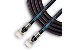 SatelliteSale Digital RG-6/U 75 Ohm Coaxial Cable with F-Type Waterproof Connectors Indoor/Outdoor Universal Wire Black Cord 
