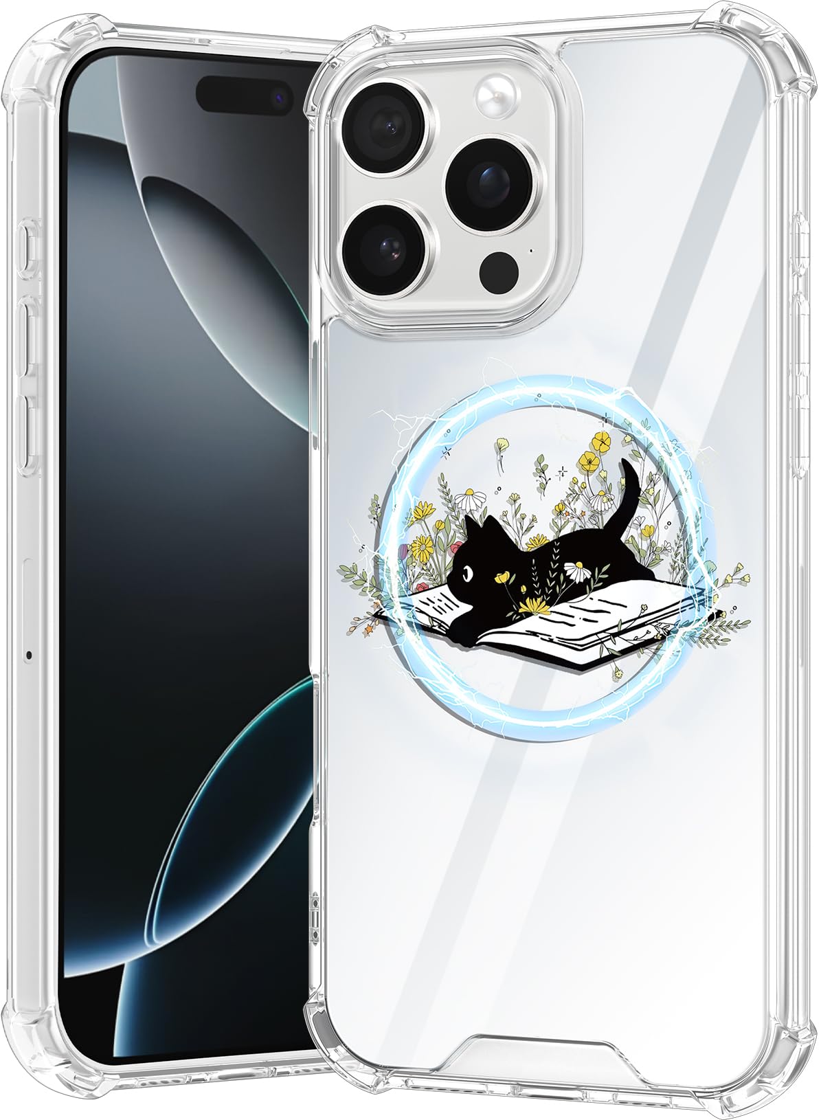 Photo 1 of Buleens for iPhone 16 Pro Max Case Compatible with Magsafe - for Women Girls Cute Girly Mirror Phone Cover Kawaii Aesthetic Flowers Cat Book Unique Shockproof Design for iPhone 16 ProMax Cases 6.9"