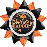 party pins it is my birthday pin Handmade customparty decoration suitable for teenagers, ladies or gentlemen to wear Blue and white. Creative birthday gifts, pin printed with my birthday (Orange +black)